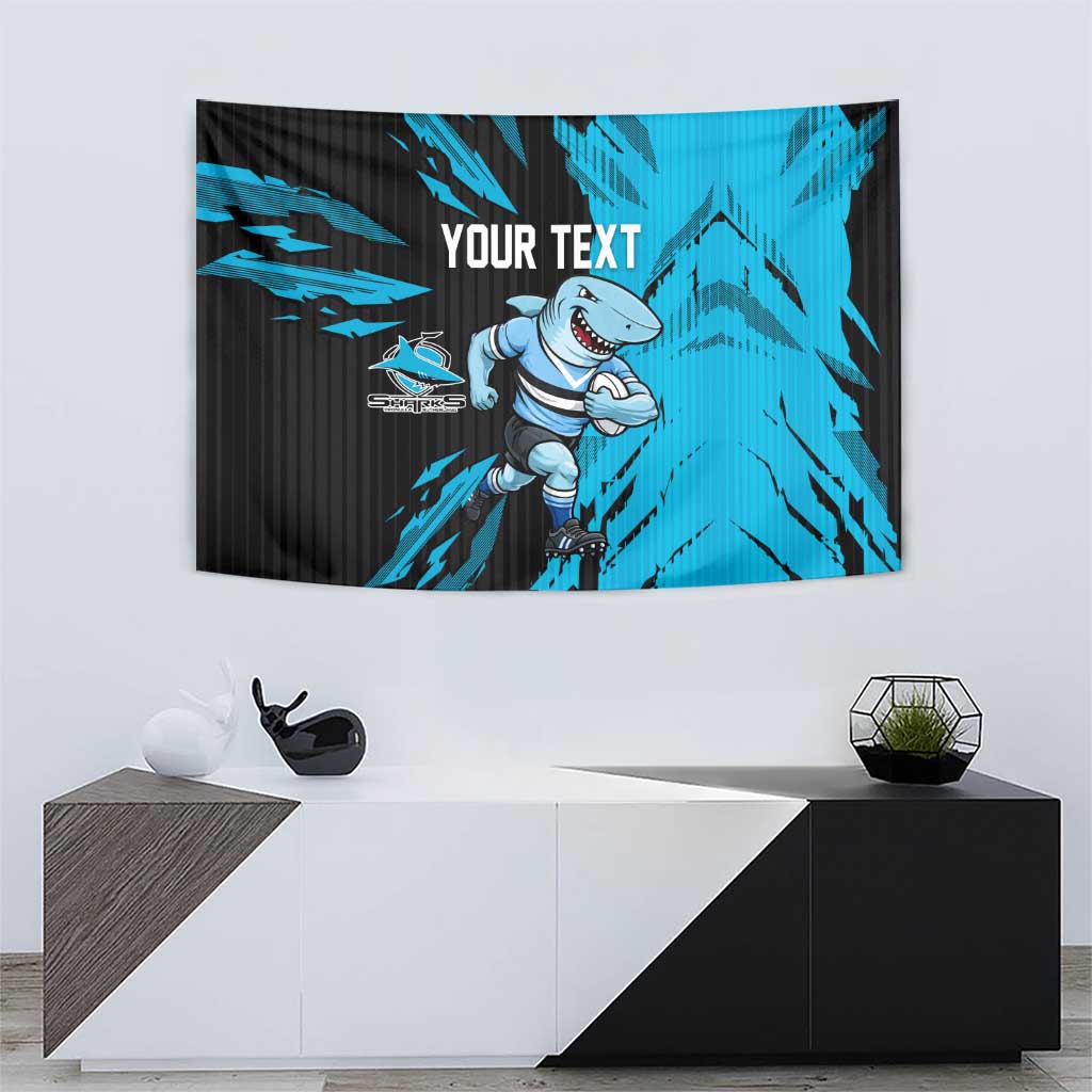 Personalized Cronulla Sharks Tapestry Dynamic Lightning Mascot Rugby Australia