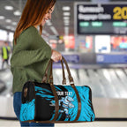 Personalized Cronulla Sharks Travel Bag Dynamic Lightning Mascot Rugby Australia