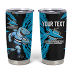 Personalized Cronulla Sharks Tumbler Cup Dynamic Lightning Mascot Rugby Australia
