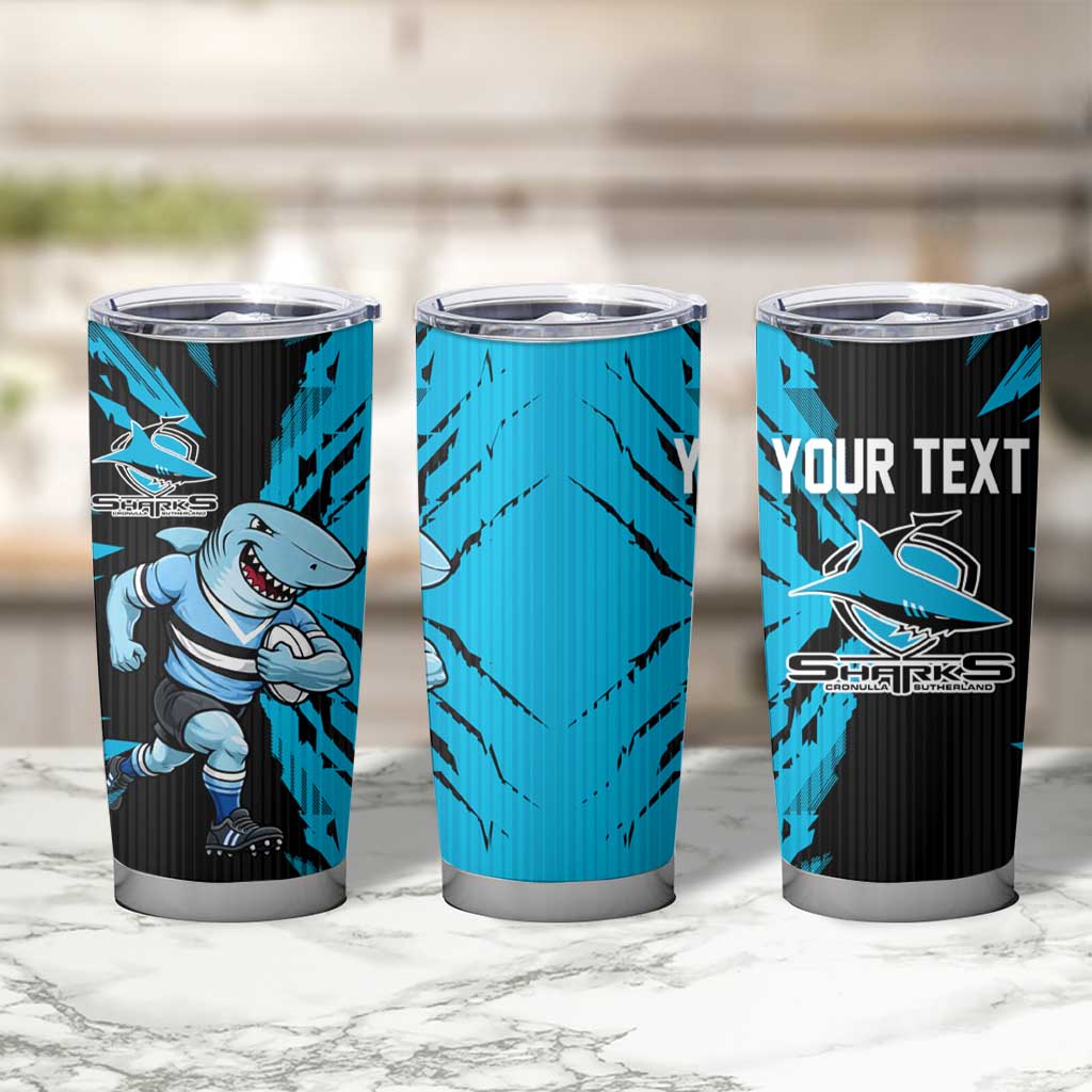 Personalized Cronulla Sharks Tumbler Cup Dynamic Lightning Mascot Rugby Australia