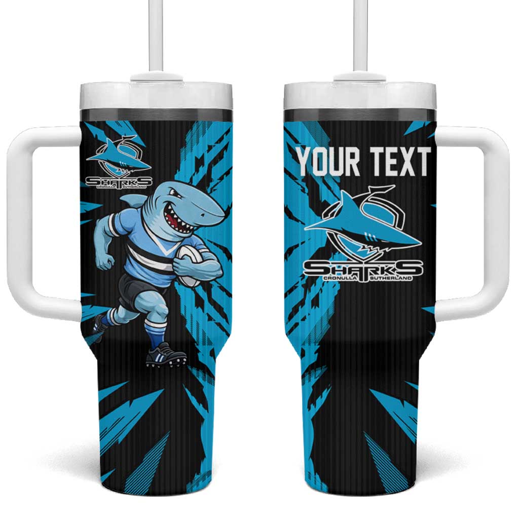 Personalized Cronulla Sharks Tumbler With Handle Dynamic Lightning Mascot Rugby Australia