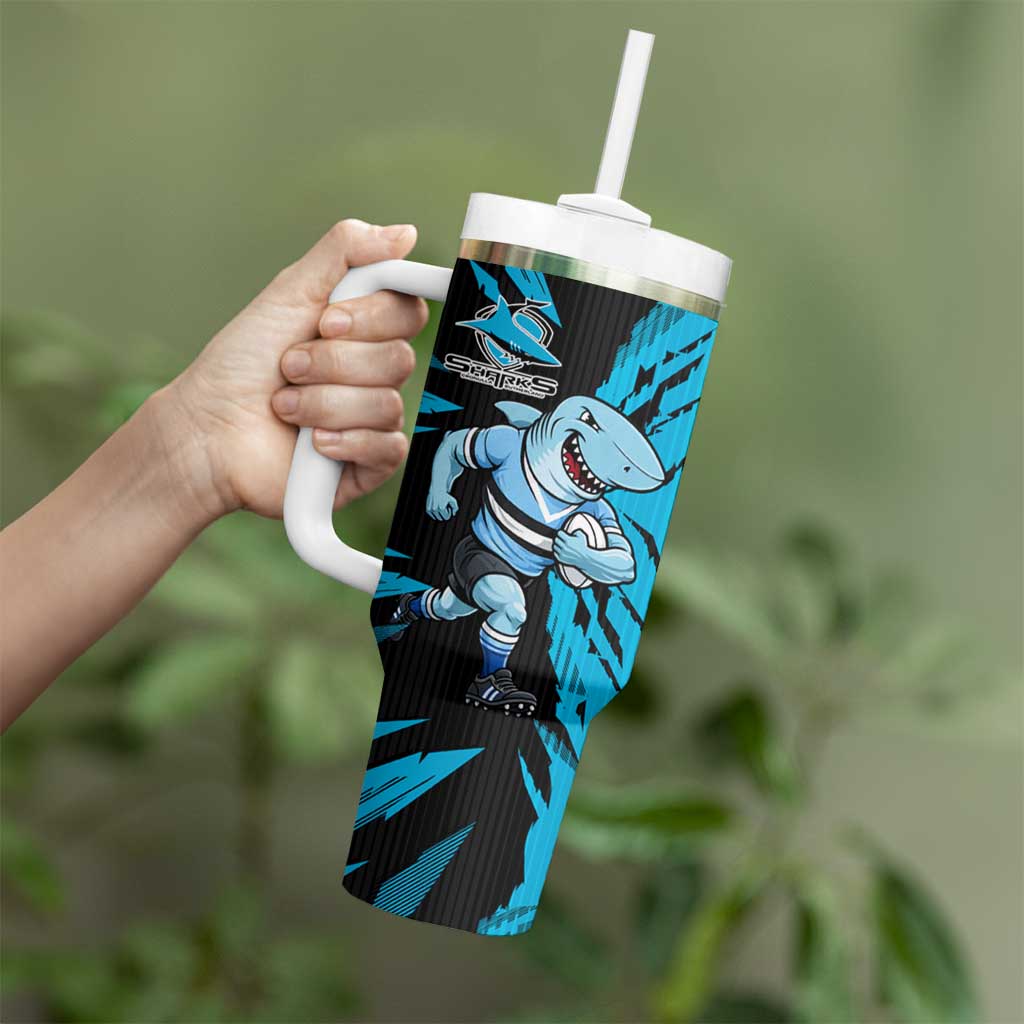 Personalized Cronulla Sharks Tumbler With Handle Dynamic Lightning Mascot Rugby Australia