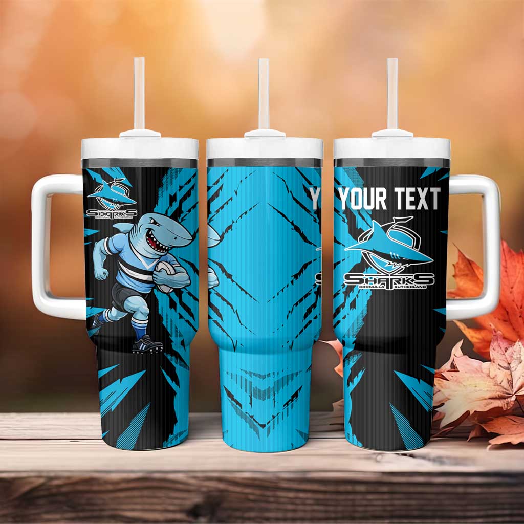 Personalized Cronulla Sharks Tumbler With Handle Dynamic Lightning Mascot Rugby Australia