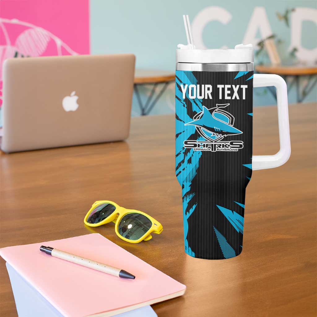 Personalized Cronulla Sharks Tumbler With Handle Dynamic Lightning Mascot Rugby Australia