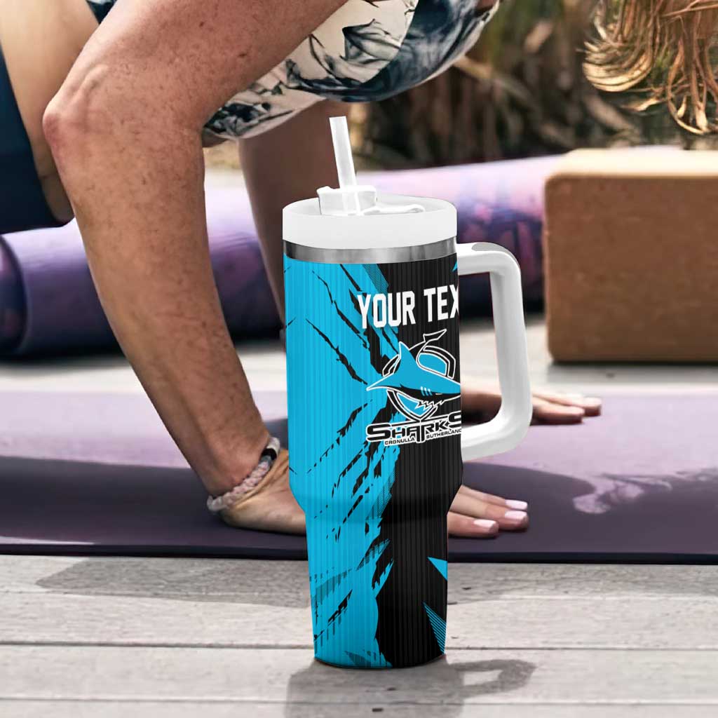 Personalized Cronulla Sharks Tumbler With Handle Dynamic Lightning Mascot Rugby Australia