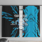 Personalized Cronulla Sharks Window Curtain Dynamic Lightning Mascot Rugby Australia