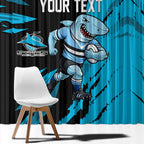 Personalized Cronulla Sharks Window Curtain Dynamic Lightning Mascot Rugby Australia