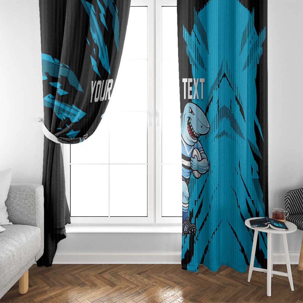 Personalized Cronulla Sharks Window Curtain Dynamic Lightning Mascot Rugby Australia