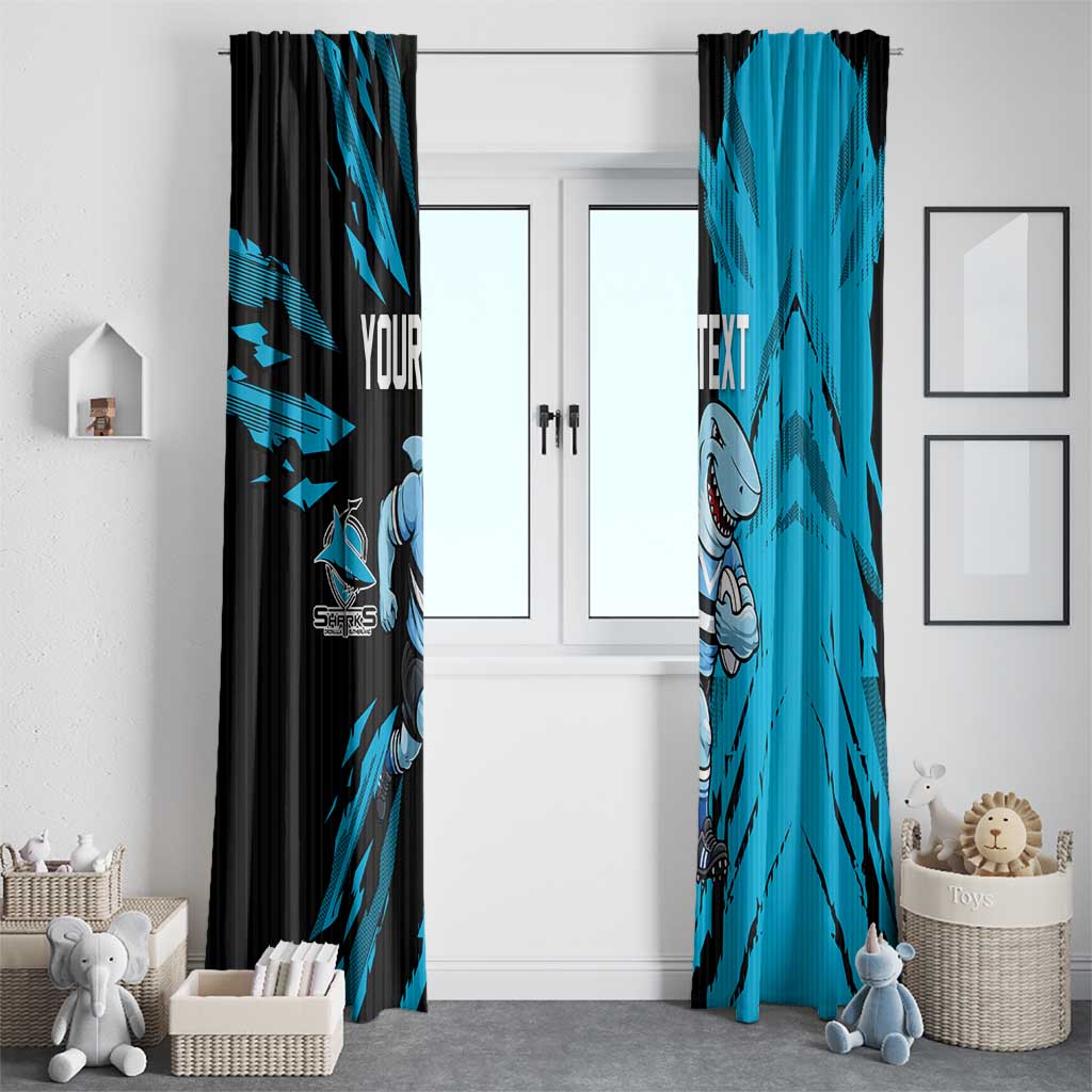 Personalized Cronulla Sharks Window Curtain Dynamic Lightning Mascot Rugby Australia