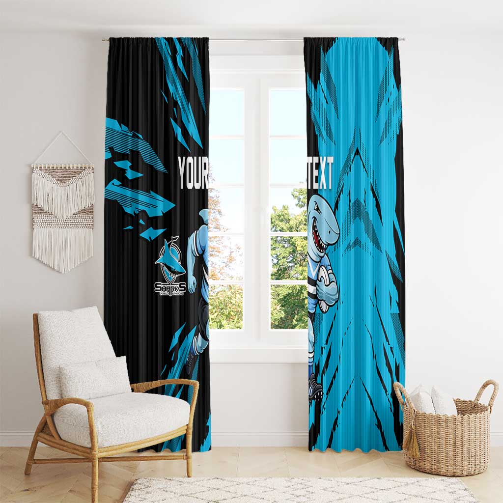 Personalized Cronulla Sharks Window Curtain Dynamic Lightning Mascot Rugby Australia