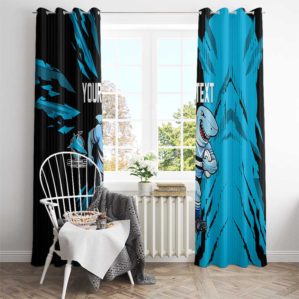 Personalized Cronulla Sharks Window Curtain Dynamic Lightning Mascot Rugby Australia