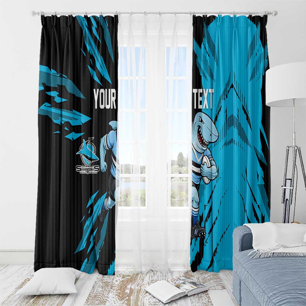 Personalized Cronulla Sharks Window Curtain Dynamic Lightning Mascot Rugby Australia