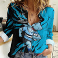 Personalized Cronulla Sharks Women Casual Shirt Dynamic Lightning Mascot Rugby Australia