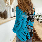 Personalized Cronulla Sharks Women Casual Shirt Dynamic Lightning Mascot Rugby Australia