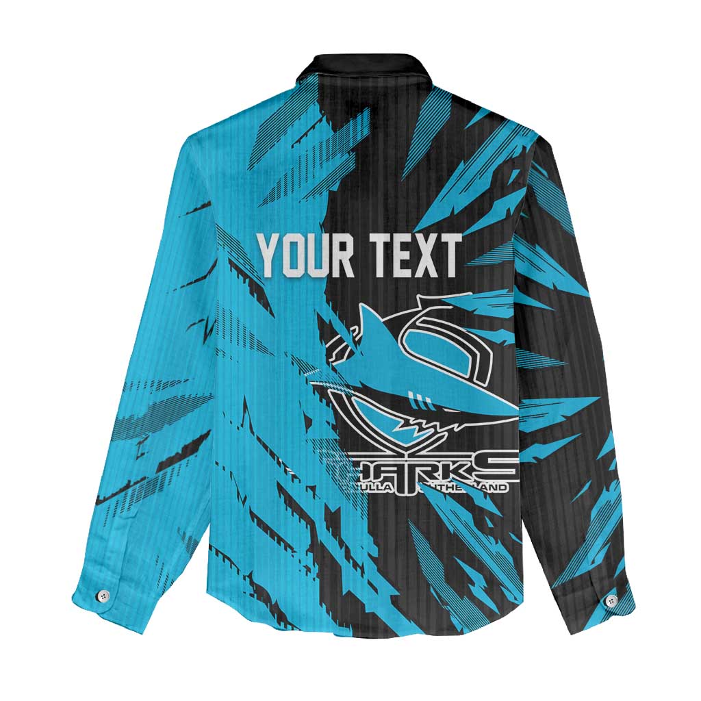 Personalized Cronulla Sharks Women Casual Shirt Dynamic Lightning Mascot Rugby Australia