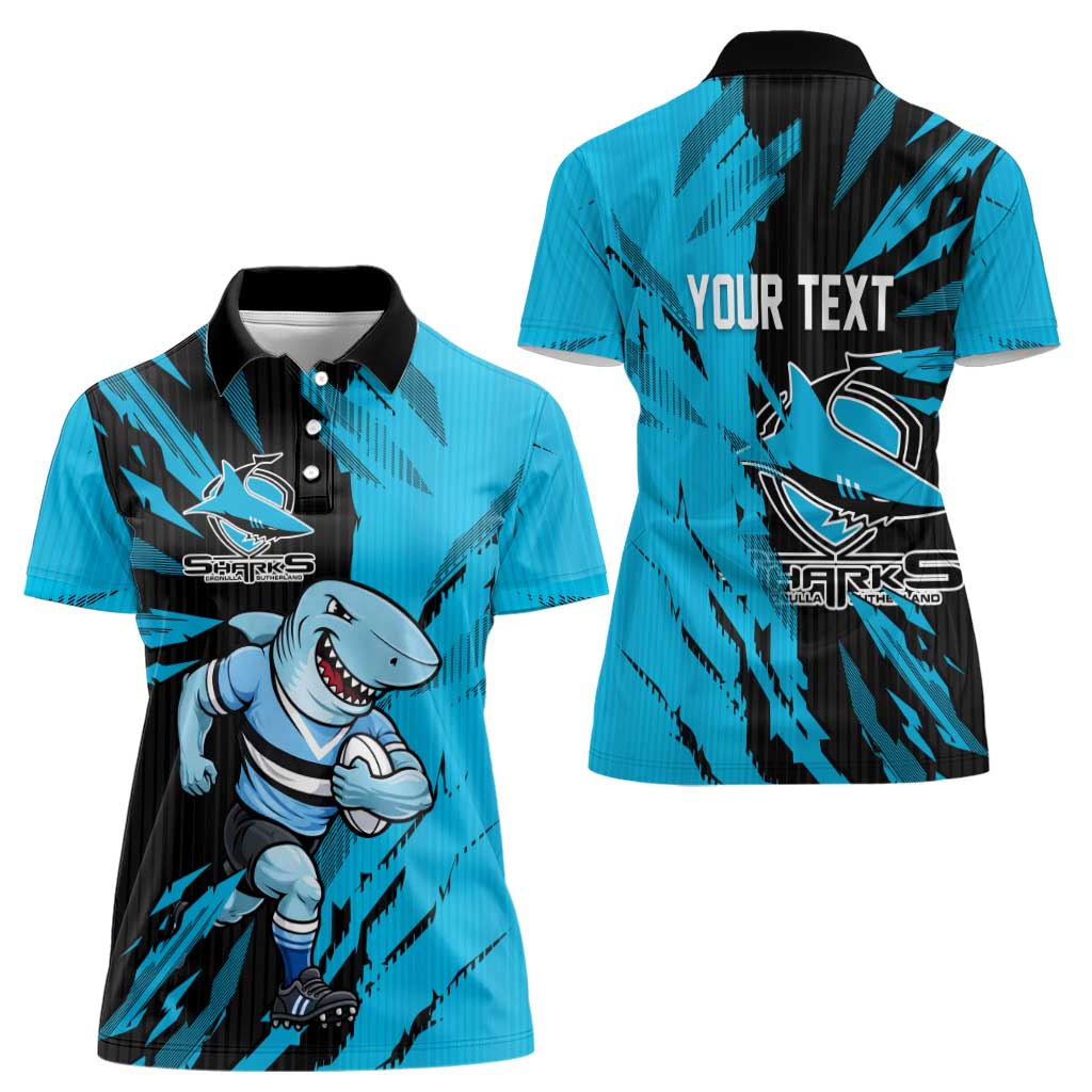 Personalized Cronulla Sharks Women Polo Shirt Dynamic Lightning Mascot Rugby Australia