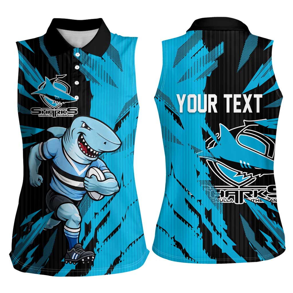 Personalized Cronulla Sharks Women Sleeveless Polo Shirt Dynamic Lightning Mascot Rugby Australia