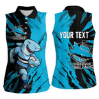 Personalized Cronulla Sharks Women Sleeveless Polo Shirt Dynamic Lightning Mascot Rugby Australia