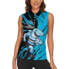 Personalized Cronulla Sharks Women Sleeveless Polo Shirt Dynamic Lightning Mascot Rugby Australia