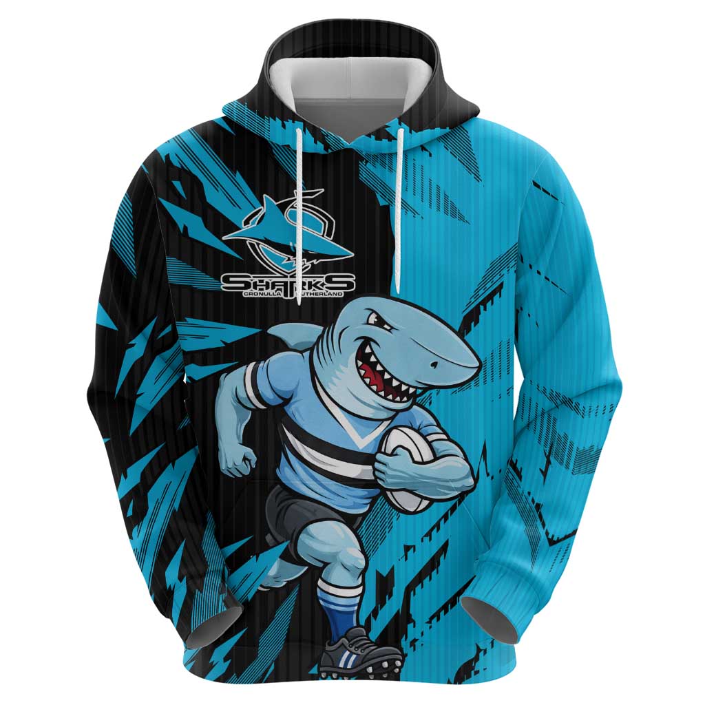 Personalized Cronulla Sharks Zip Hoodie Dynamic Lightning Mascot Rugby Australia