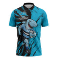 Personalized Cronulla Sharks Zipper Polo Shirt Dynamic Lightning Mascot Rugby Australia