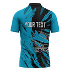 Personalized Cronulla Sharks Zipper Polo Shirt Dynamic Lightning Mascot Rugby Australia