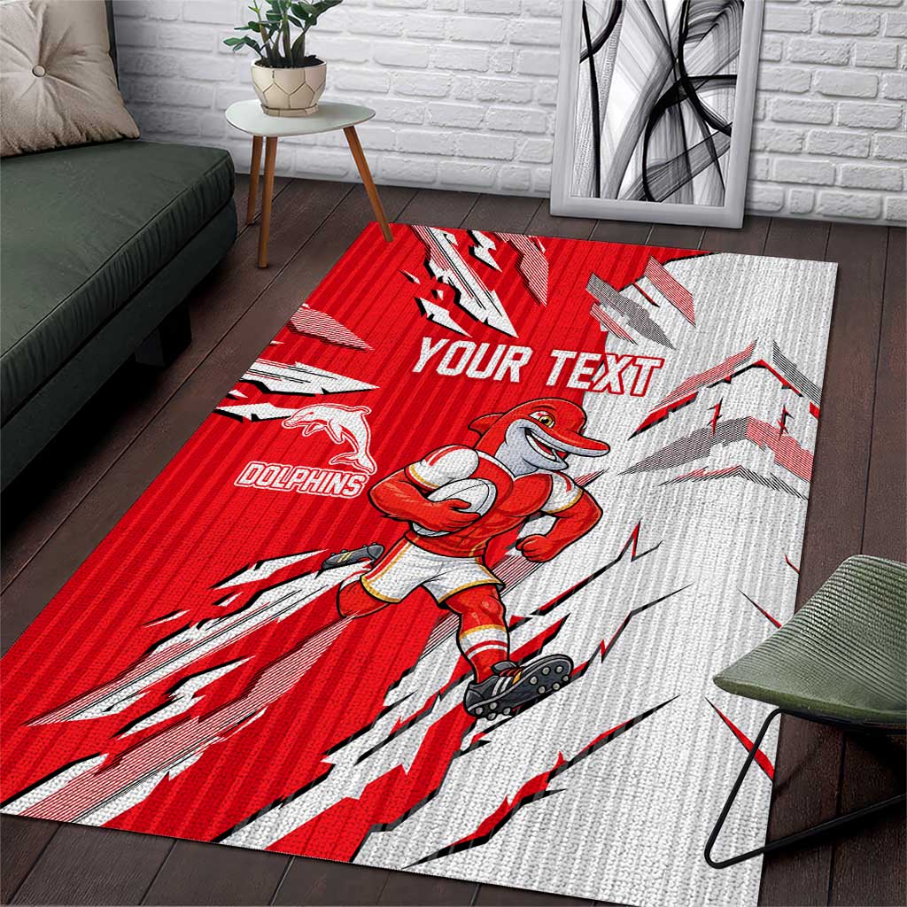 Personalized Dolphins Area Rug Dynamic Lightning Mascot Rugby Australia