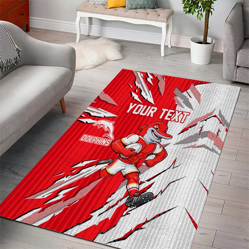 Personalized Dolphins Area Rug Dynamic Lightning Mascot Rugby Australia