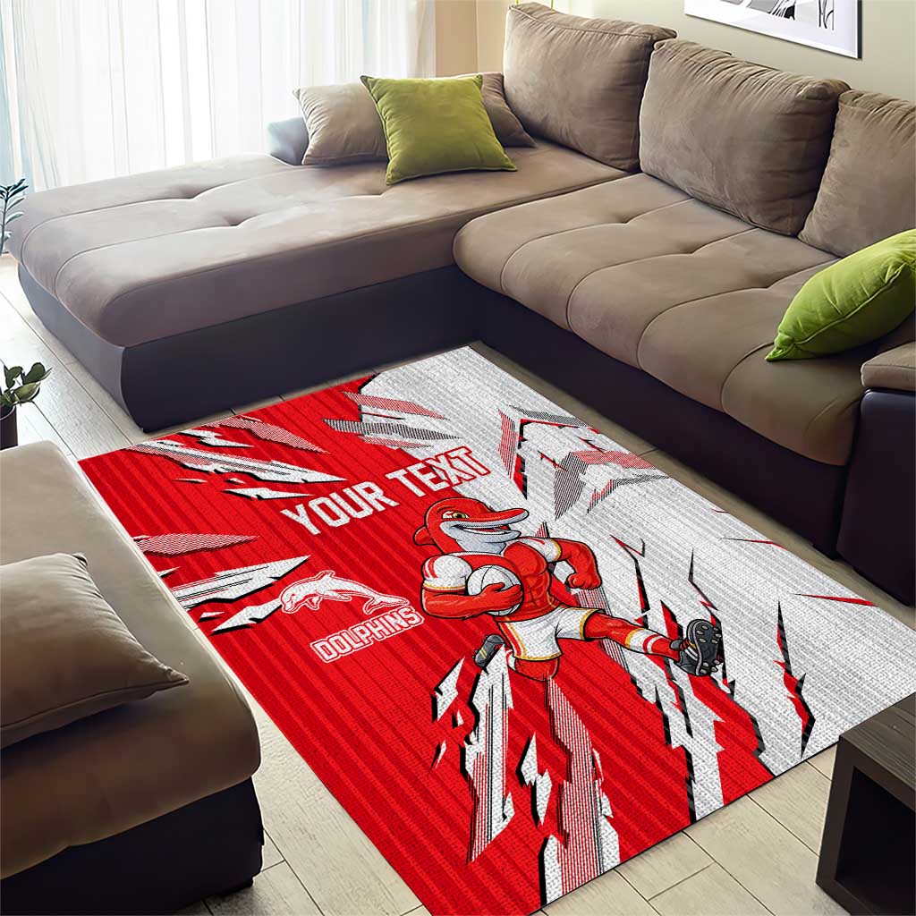 Personalized Dolphins Area Rug Dynamic Lightning Mascot Rugby Australia