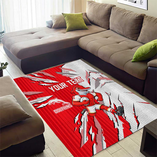 Personalized Dolphins Area Rug Dynamic Lightning Mascot Rugby Australia