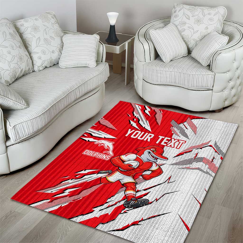Personalized Dolphins Area Rug Dynamic Lightning Mascot Rugby Australia