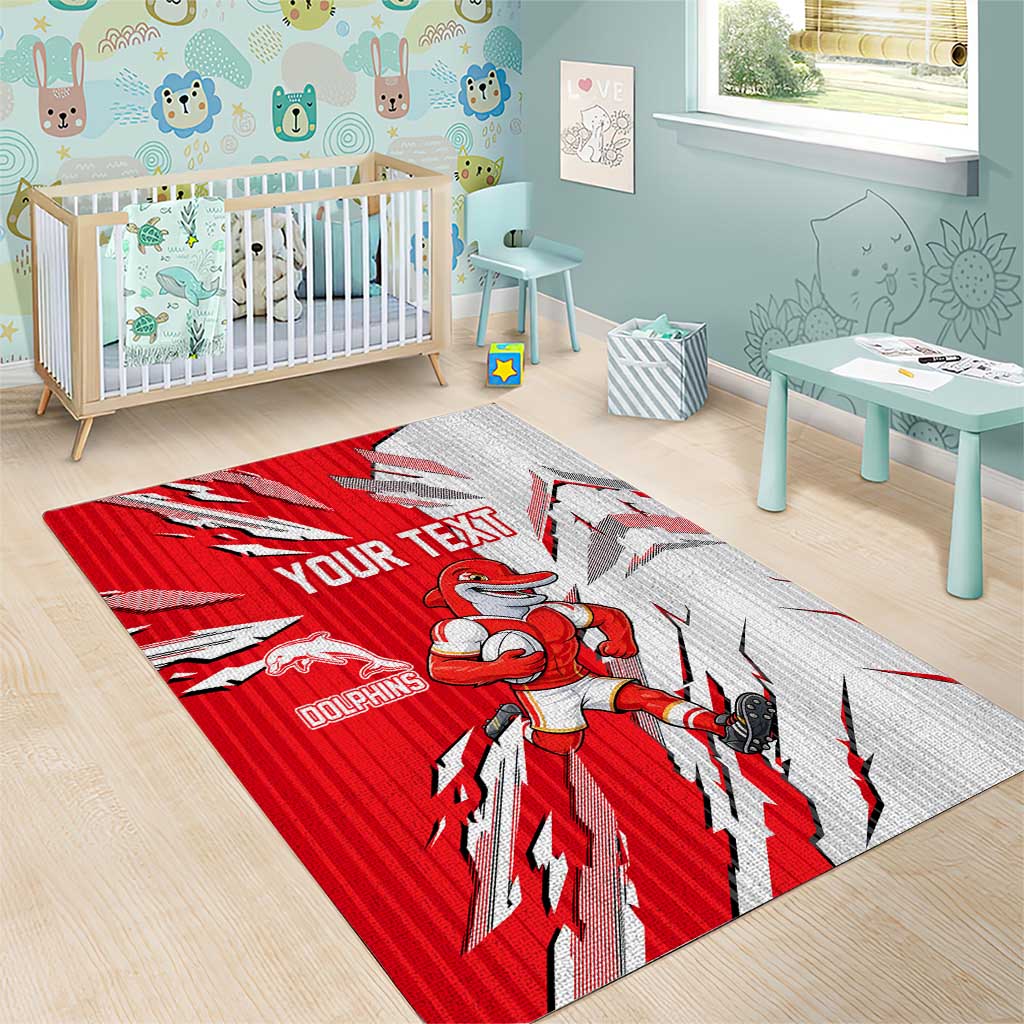 Personalized Dolphins Area Rug Dynamic Lightning Mascot Rugby Australia