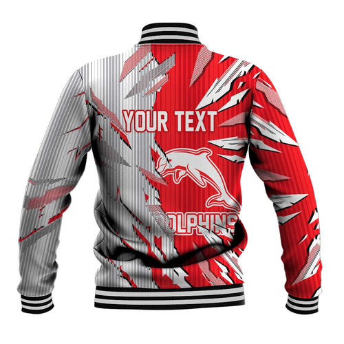 Personalized Dolphins Baseball Jacket Dynamic Lightning Mascot Rugby Australia