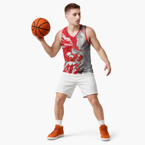 Personalized Dolphins Basketball Jersey Dynamic Lightning Mascot Rugby Australia
