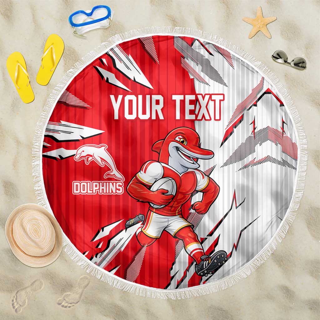 Personalized Dolphins Beach Blanket Dynamic Lightning Mascot Rugby Australia