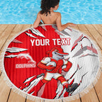 Personalized Dolphins Beach Blanket Dynamic Lightning Mascot Rugby Australia