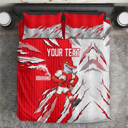 Personalized Dolphins Bedding Set Dynamic Lightning Mascot Rugby Australia