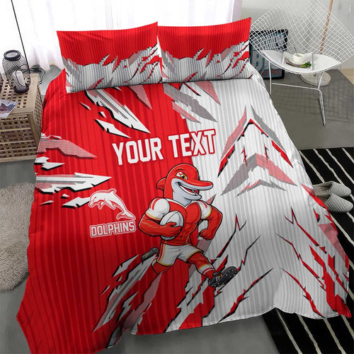 Personalized Dolphins Bedding Set Dynamic Lightning Mascot Rugby Australia
