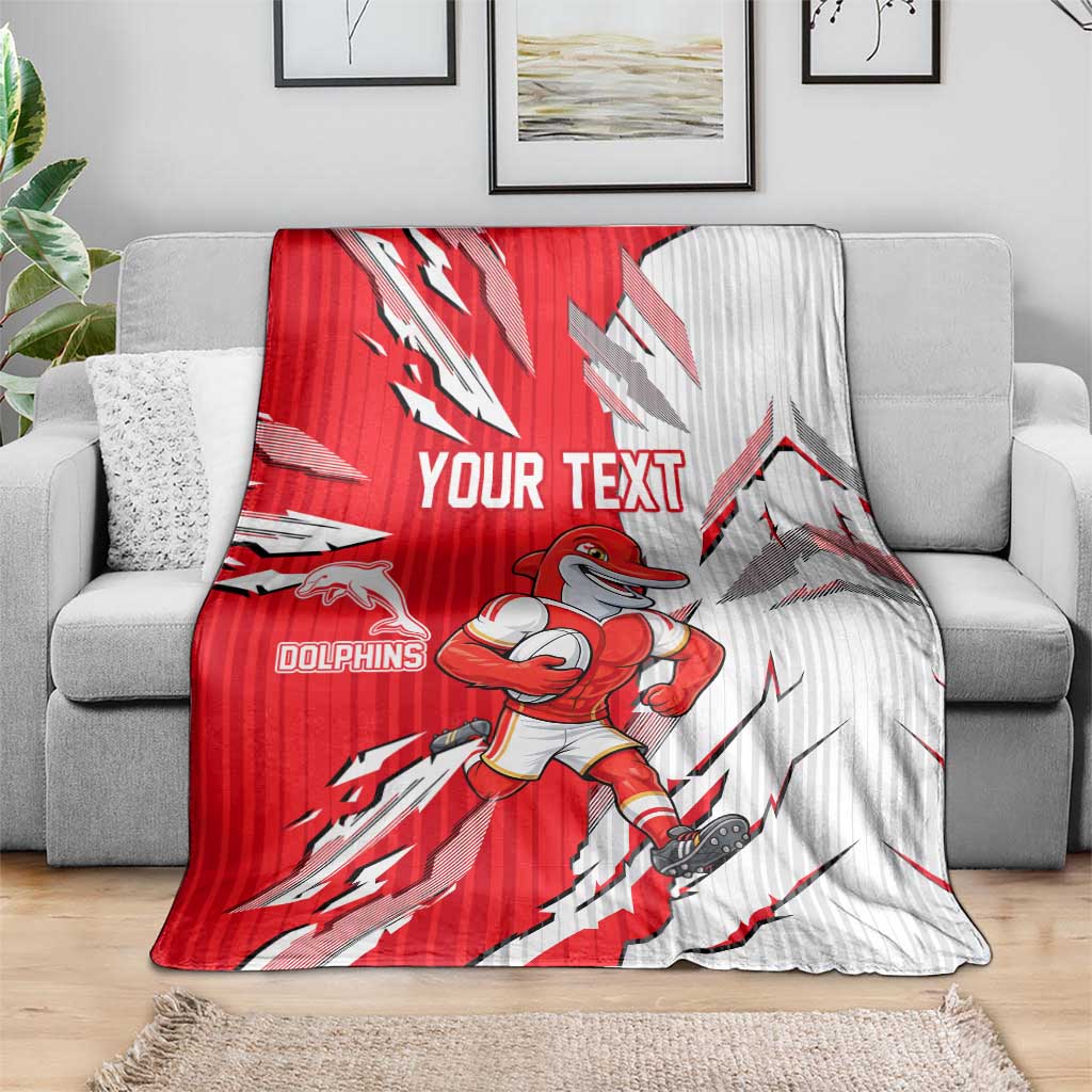 Personalized Dolphins Blanket Dynamic Lightning Mascot Rugby Australia