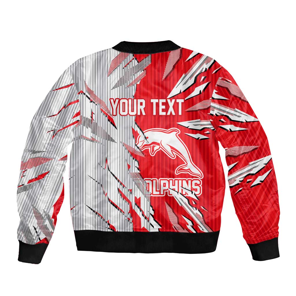 Personalized Dolphins Bomber Jacket Dynamic Lightning Mascot Rugby Australia