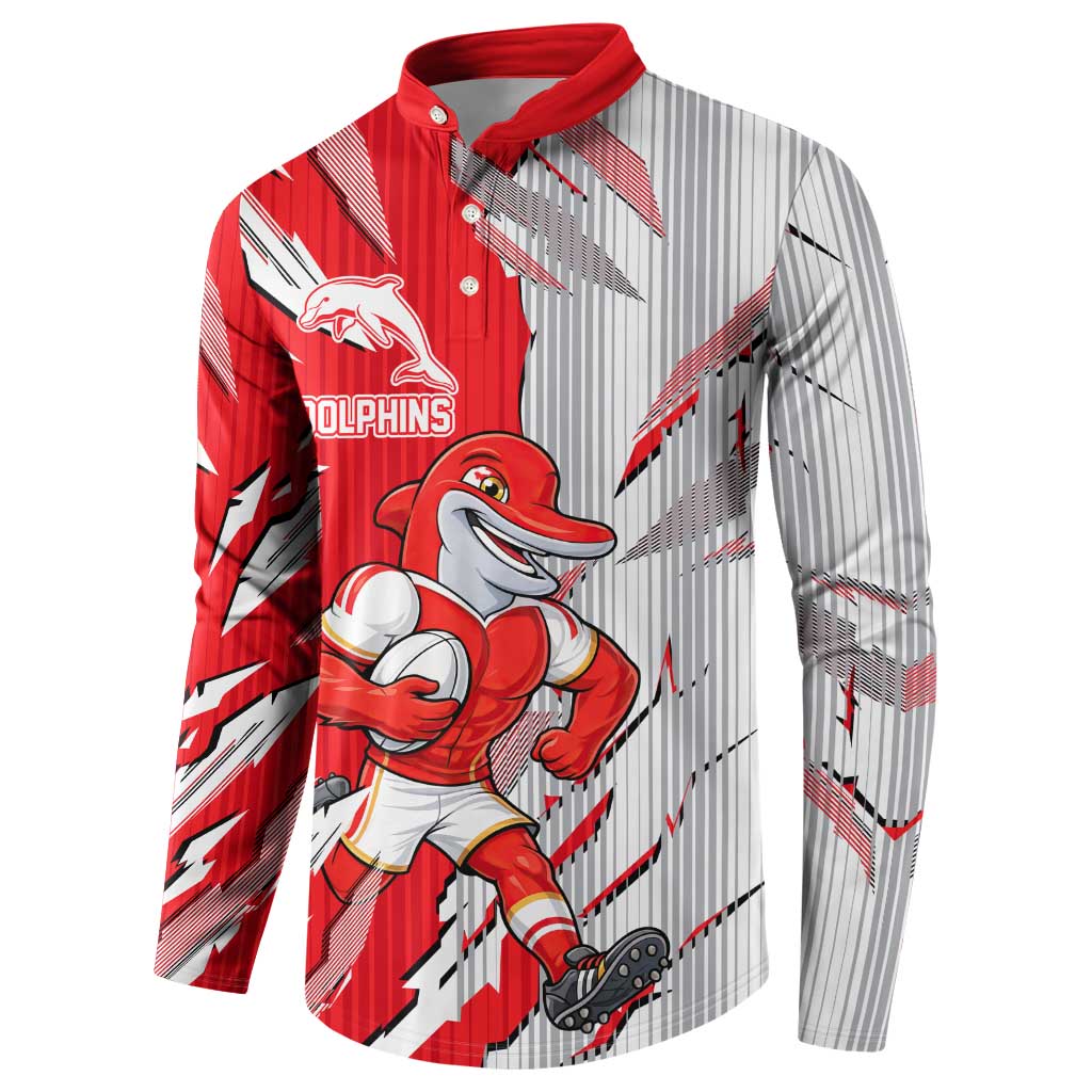 Personalized Dolphins Button Sweatshirt Dynamic Lightning Mascot Rugby Australia