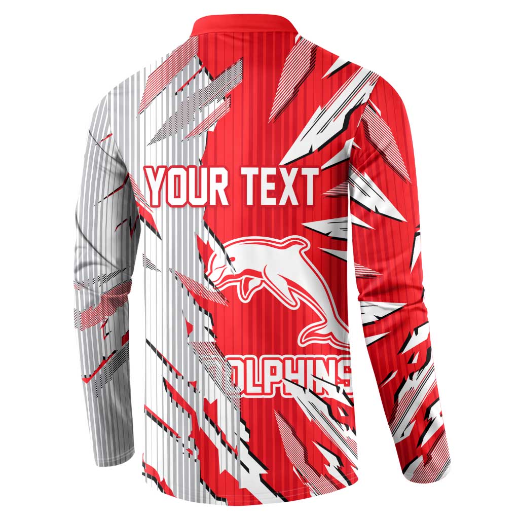 Personalized Dolphins Button Sweatshirt Dynamic Lightning Mascot Rugby Australia