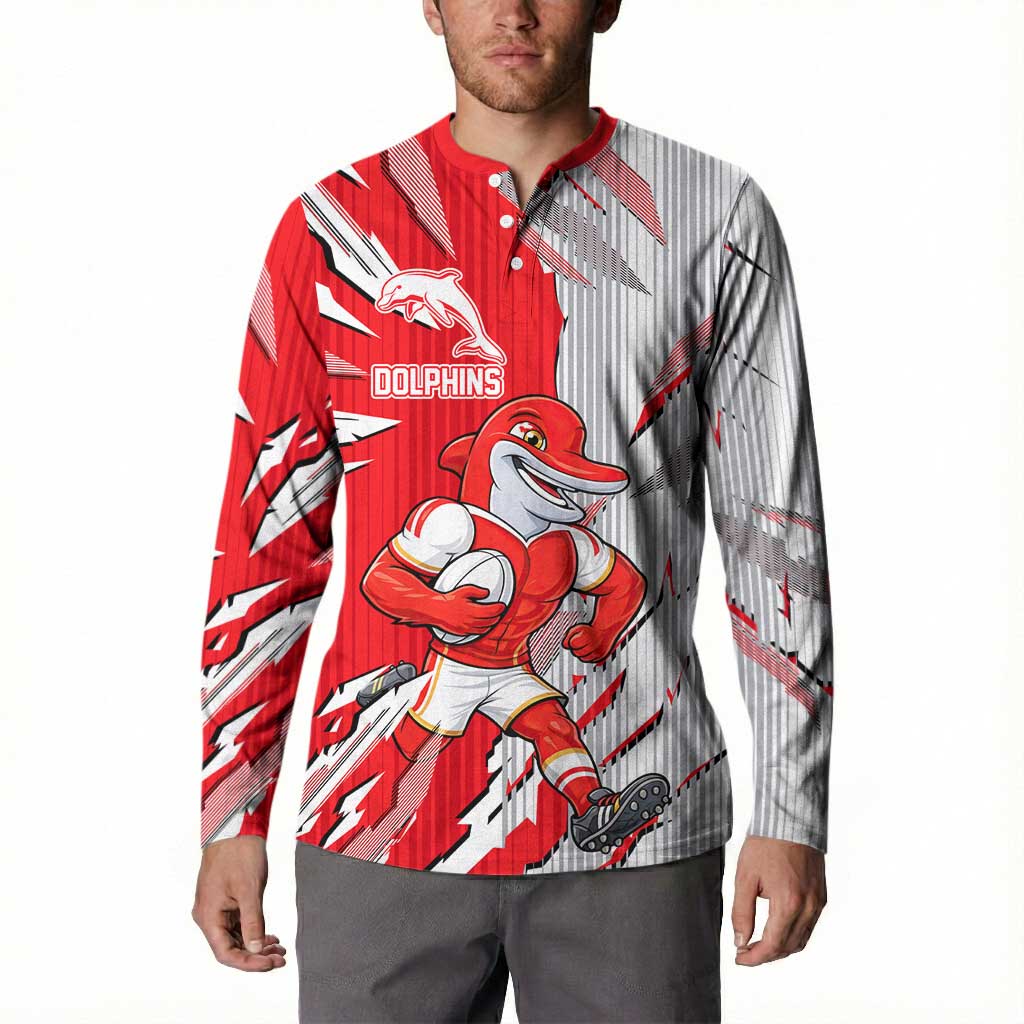 Personalized Dolphins Button Sweatshirt Dynamic Lightning Mascot Rugby Australia