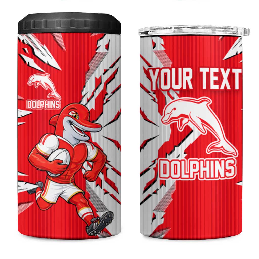 Personalized Dolphins 4 in 1 Can Cooler Tumbler Dynamic Lightning Mascot Rugby Australia