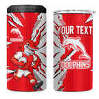 Personalized Dolphins 4 in 1 Can Cooler Tumbler Dynamic Lightning Mascot Rugby Australia