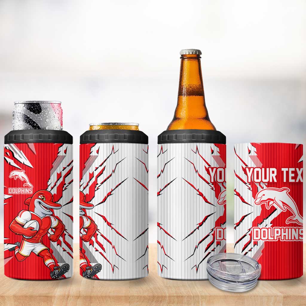 Personalized Dolphins 4 in 1 Can Cooler Tumbler Dynamic Lightning Mascot Rugby Australia