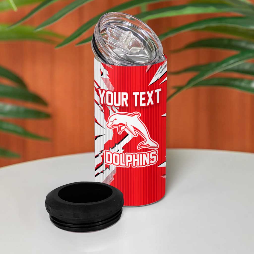 Personalized Dolphins 4 in 1 Can Cooler Tumbler Dynamic Lightning Mascot Rugby Australia
