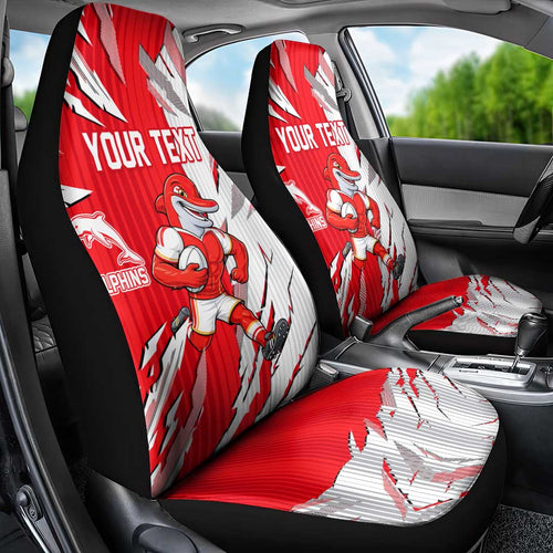 Personalized Dolphins Car Seat Cover Dynamic Lightning Mascot Rugby Australia