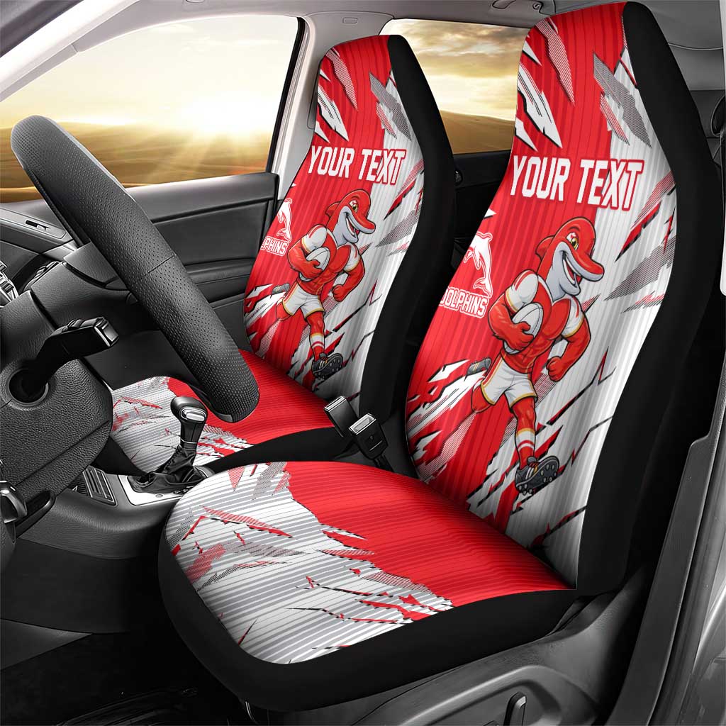 Personalized Dolphins Car Seat Cover Dynamic Lightning Mascot Rugby Australia