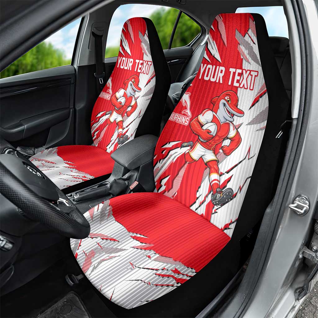Personalized Dolphins Car Seat Cover Dynamic Lightning Mascot Rugby Australia